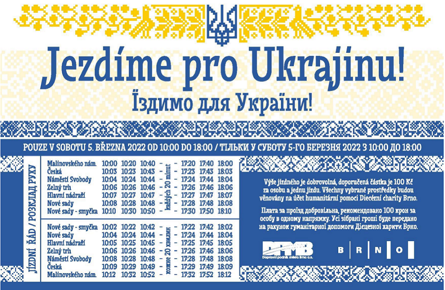 Jezdíme pro Ukrajinu – jízdní řád